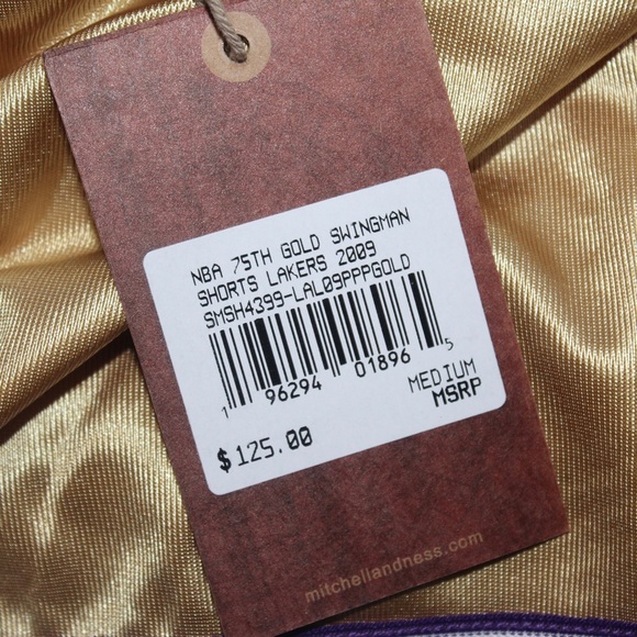 NBA Los Angeles Lakers 2009 75th Anniversary Gold Shorts - Picture 5 of 8
